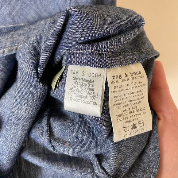 Rag & Bone blue chambray button down shirt size small - Picture 6 of 6